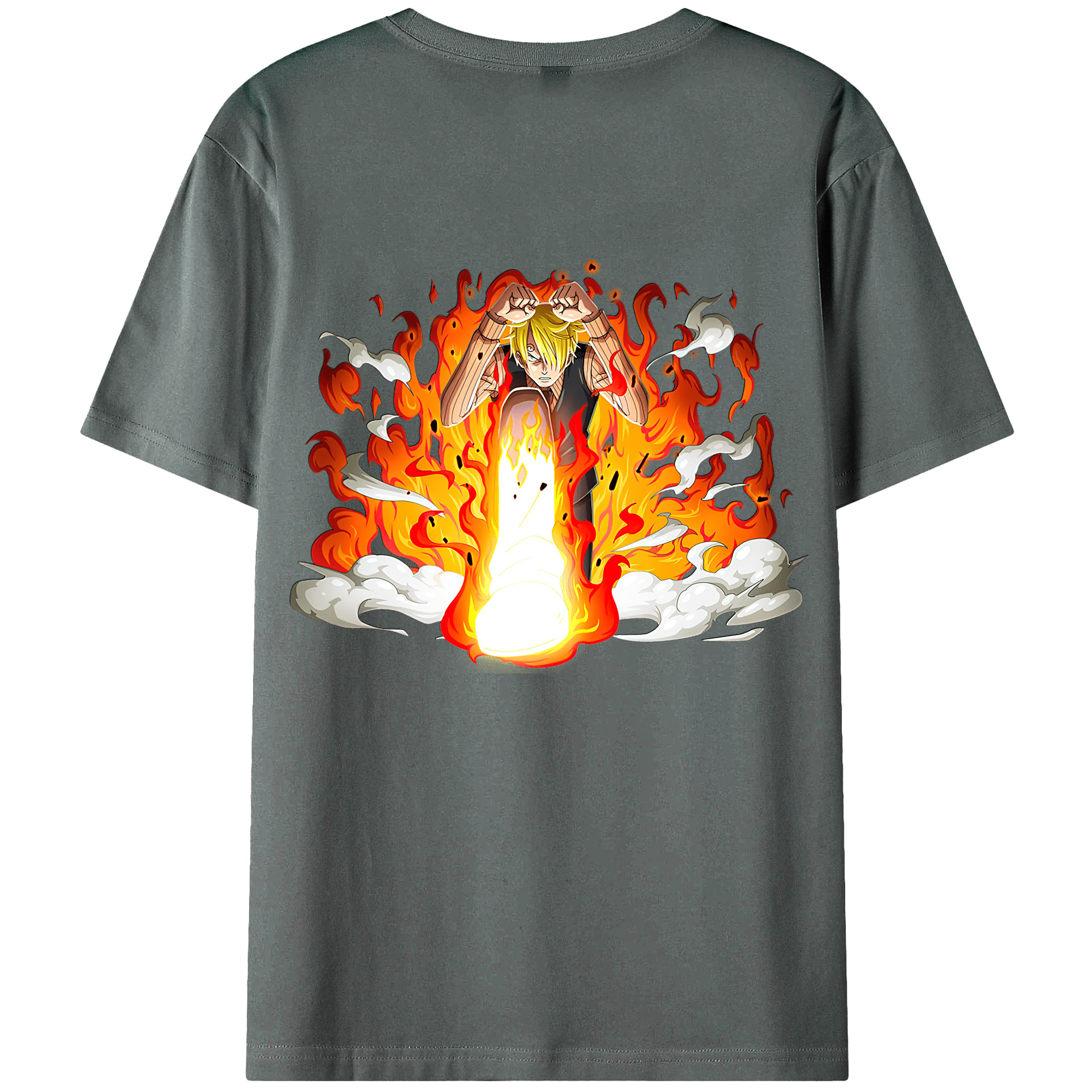 （画像用） ワンピース サンジ ONE PIECE Sanji 綿100％ メンズ半袖Tシャツ（バックプリント） 通気性